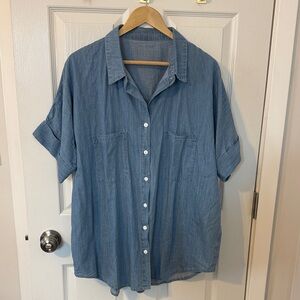 Womens Blue Denim chambray  Shirt